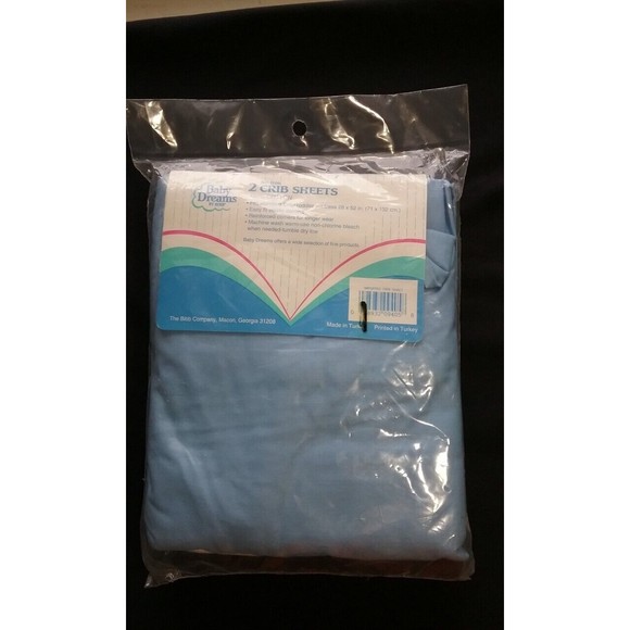 Vintage Baby Dreams by BIBB 2 Crib Sheets Teddy Faces Blue and White 100% Cotton - Picture 4 of 6